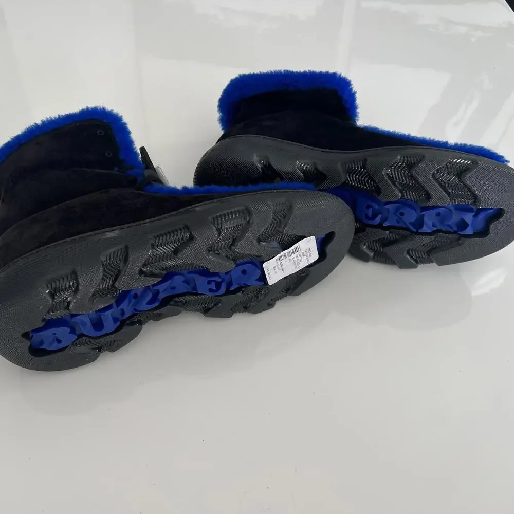 $1550 Burberry Mens Creeper Shearling Black Blue Winter Boots Size 42 /US 9 - Picture 12 of 16